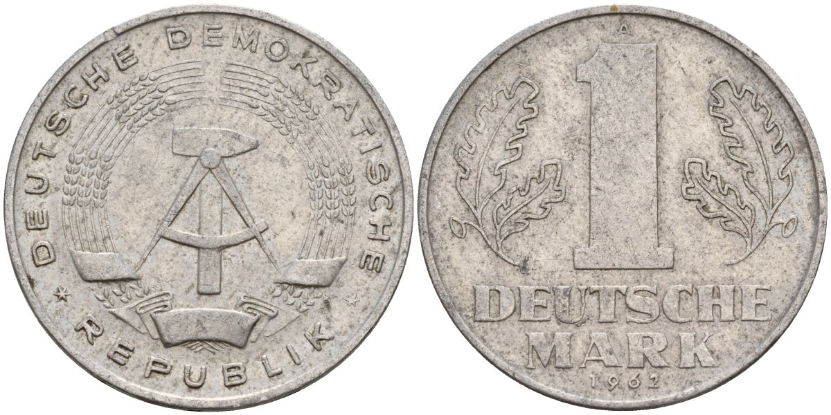 ГДР 1 марка 1962 A KM 13 алюминий 181-332