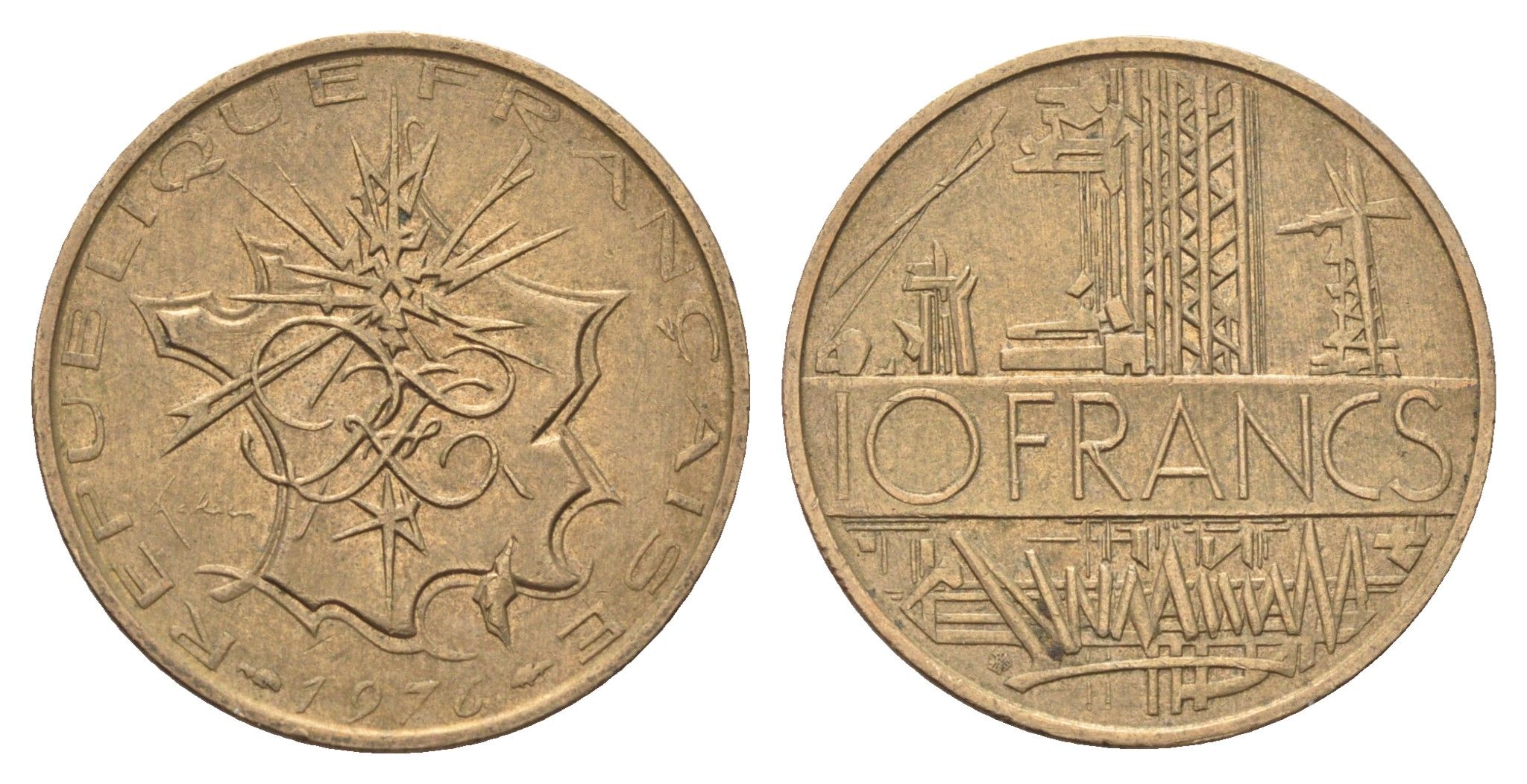 Франция 10 франков 1976 KM 940 медь алюминий никель 4704-442