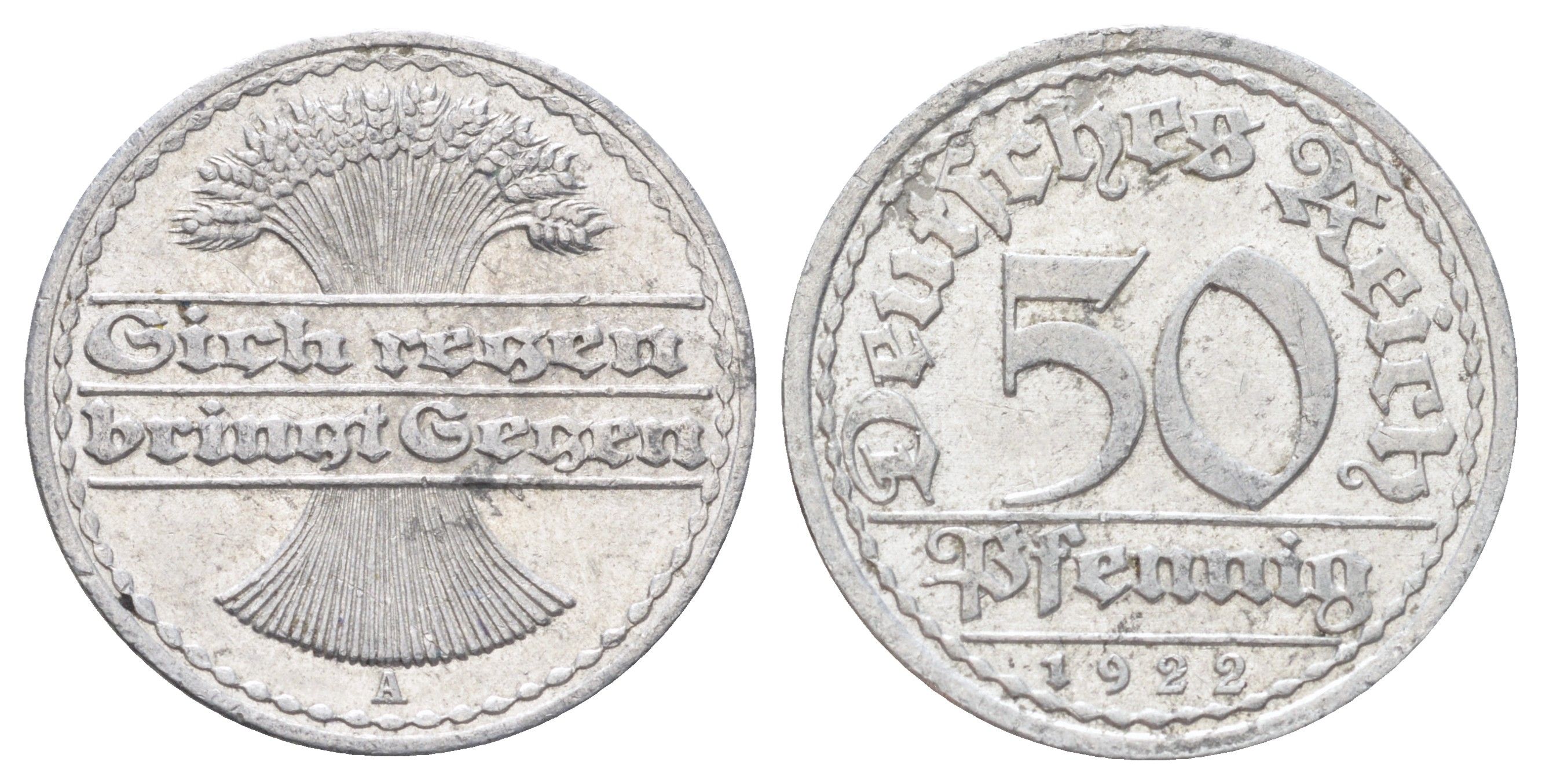 Германия 50 пфеннигов 1922 A KM 27, J. 301 алюминий 4700-953