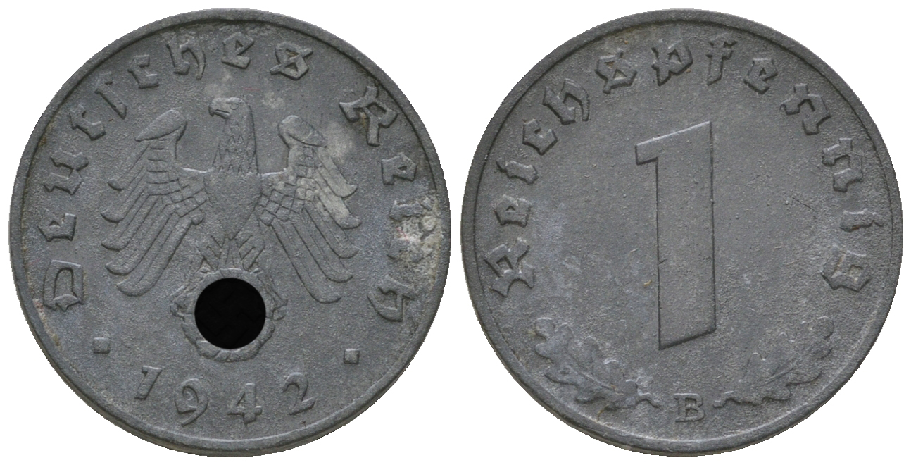 Германия 1 рейхспфенниг 1942 B KM 97, J. 369 цинк 4668-1159