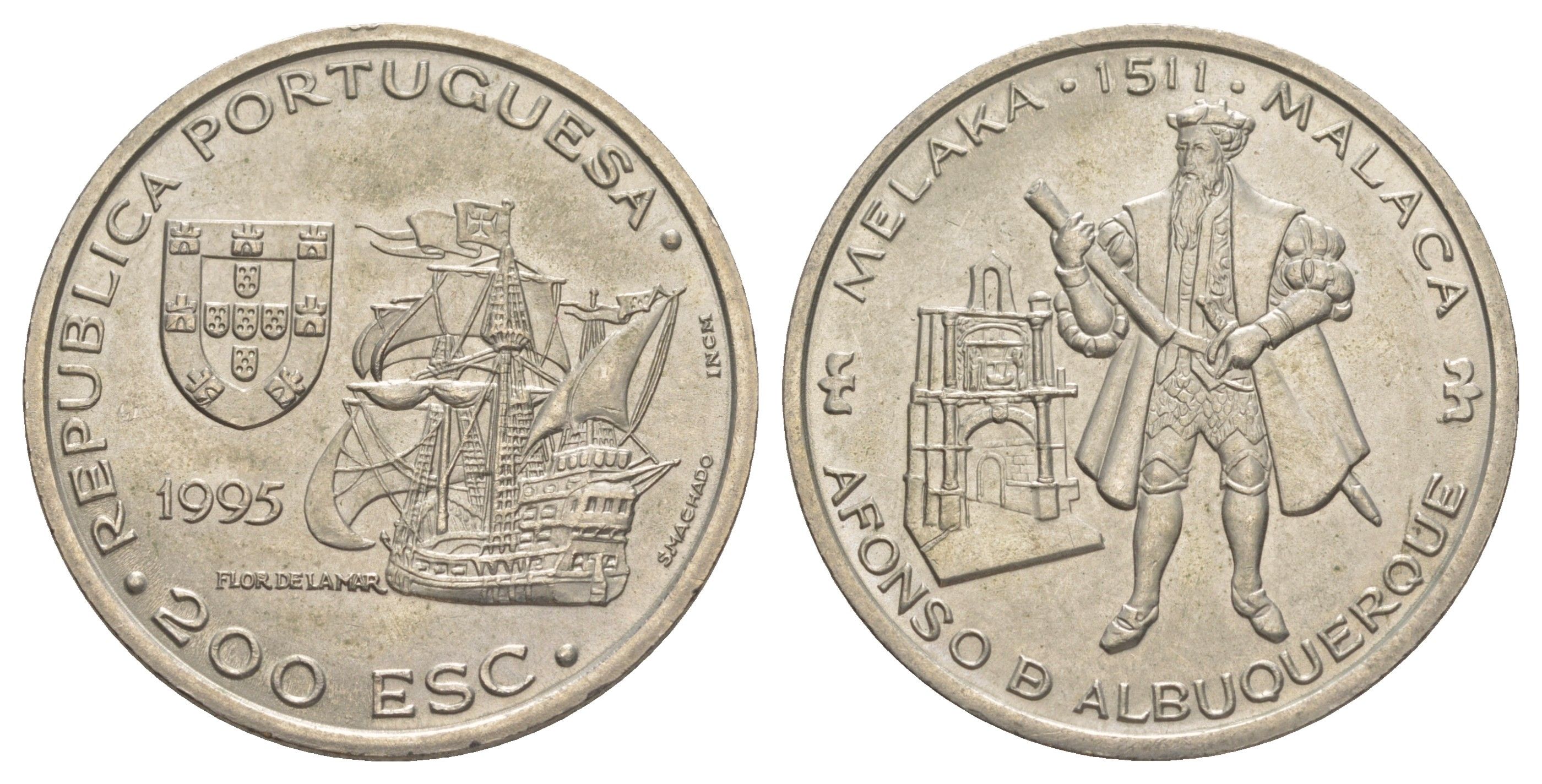 Португалия 200 эскудо 1995 480 лет со дня смерти Афонсу де Албукерки KM 681 медно-никель UNC 1101-3-33