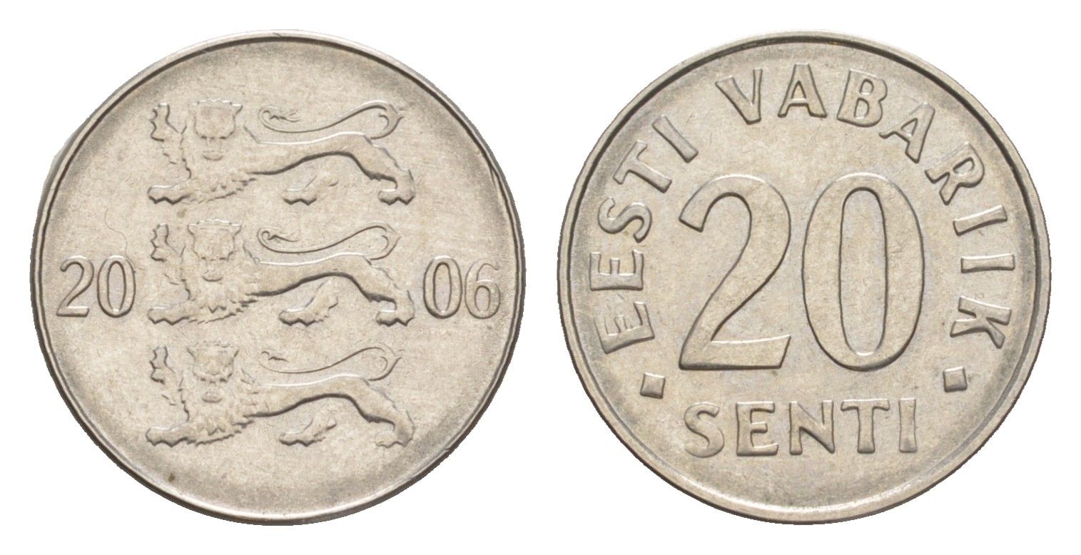 Эстония 20 сентов 2006 KM 23a сталь плакированная никелем 4383-1167