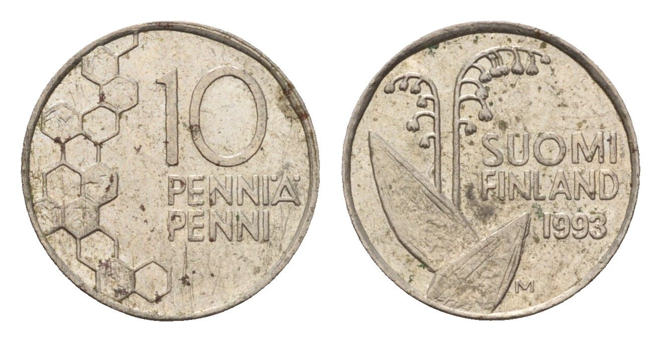 Финляндия 10 пенни 1993 KM 65 медно-никель 4702-441