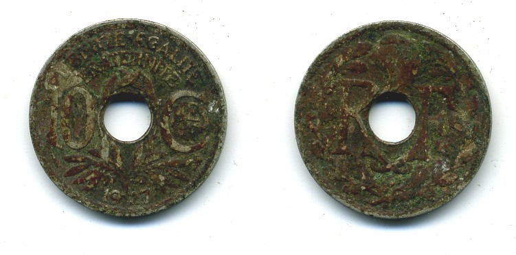 ФРАНЦИЯ 10 САНТИМОВ 1927 ТИП ЛИНДАЙЁ KM 866а медно-никель 84-342