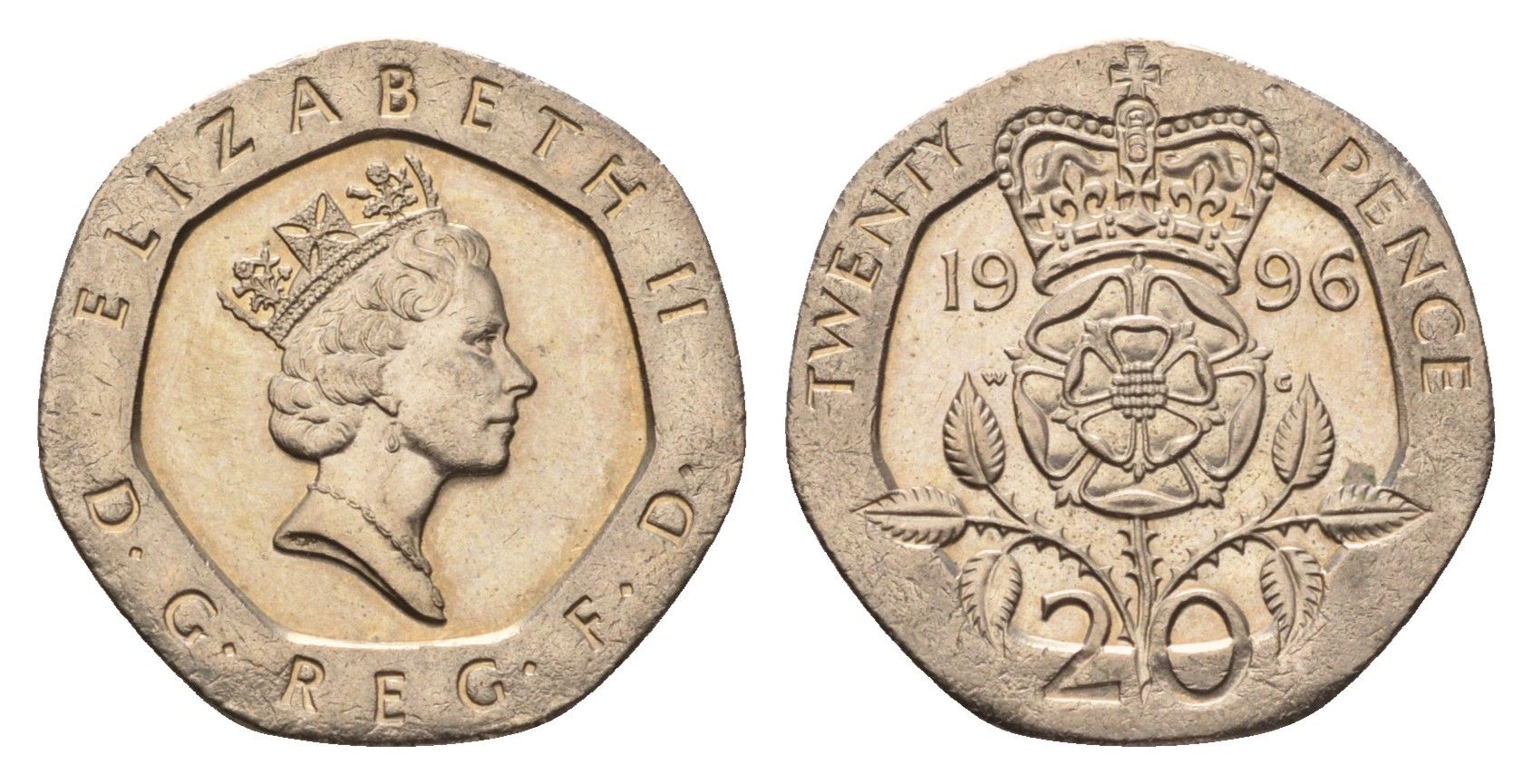 Великобритания 20 пенсов 1996 Елизавета II (1952-2022) KM 939, Spink 4361 (G2) медно-никель 4696-848