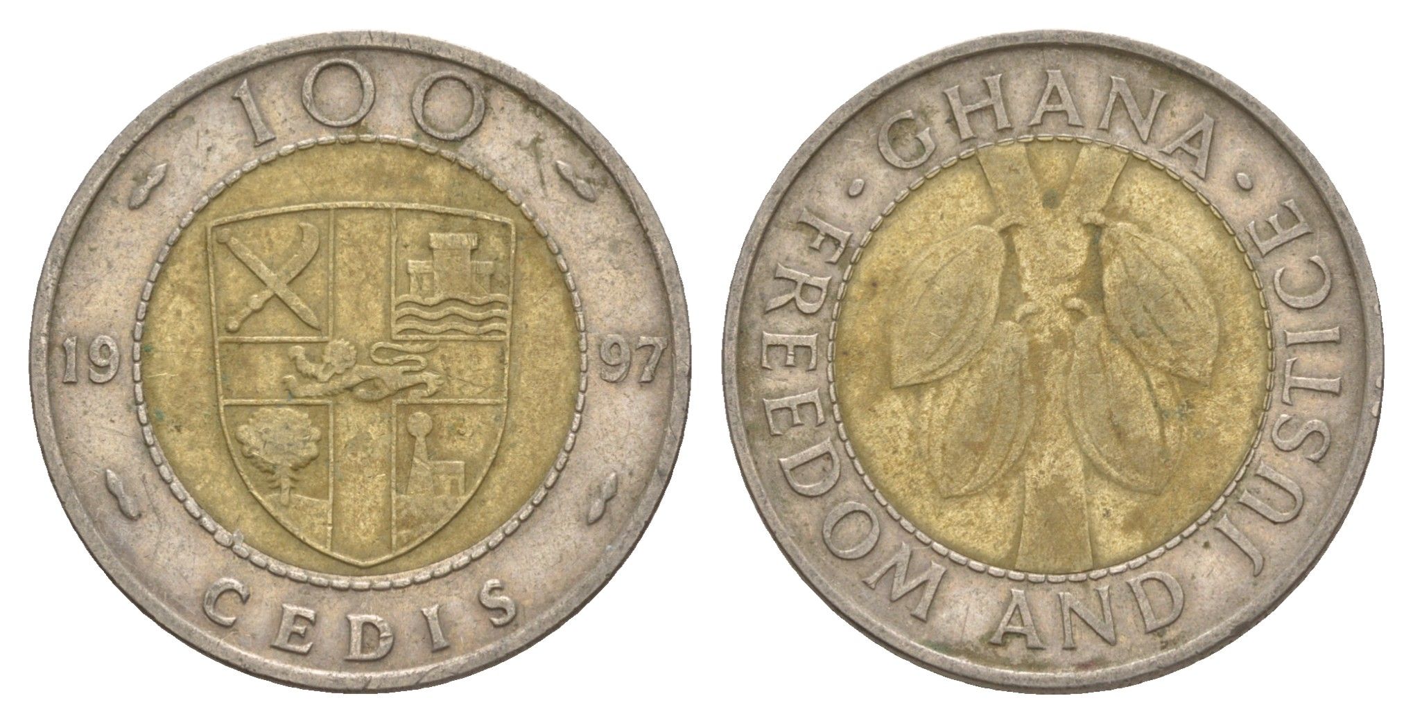 Гана 100 седи 1997 KM 32 биметалл 4650-723