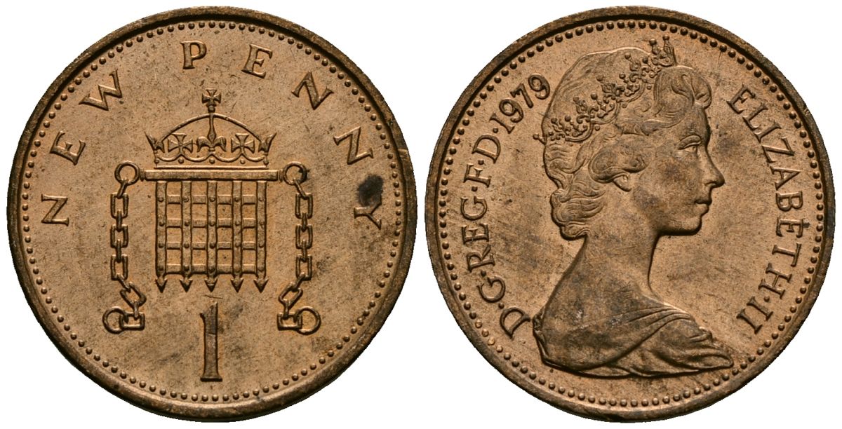 Великобритания 1 пенни 1979 Елизавета II (1952-2022) KM 915, Spink 4237 (B1) бронза 23-517
