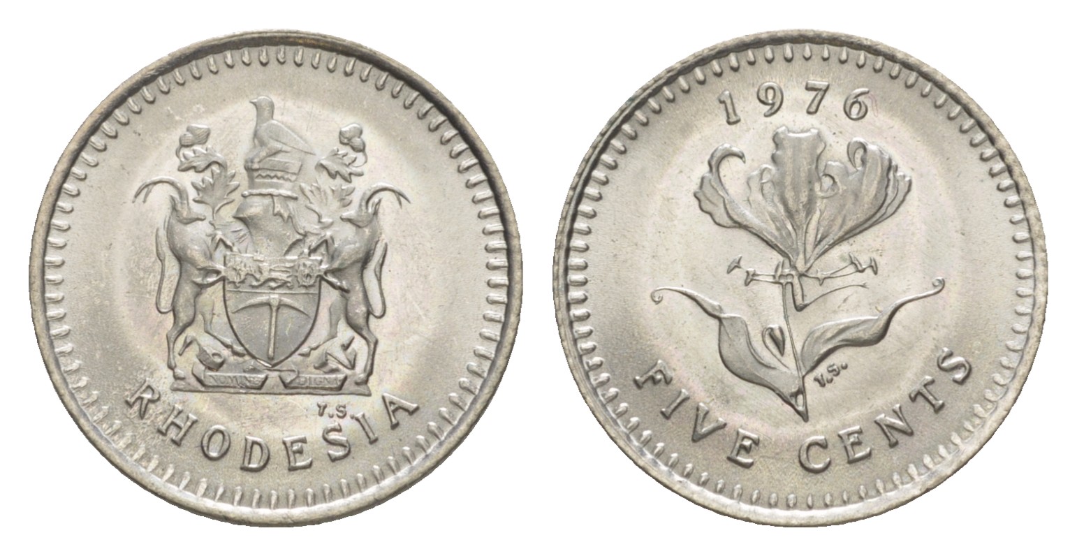 Родезия 5 центов 1976  KM 13 медно-никель  UNC  4640-914