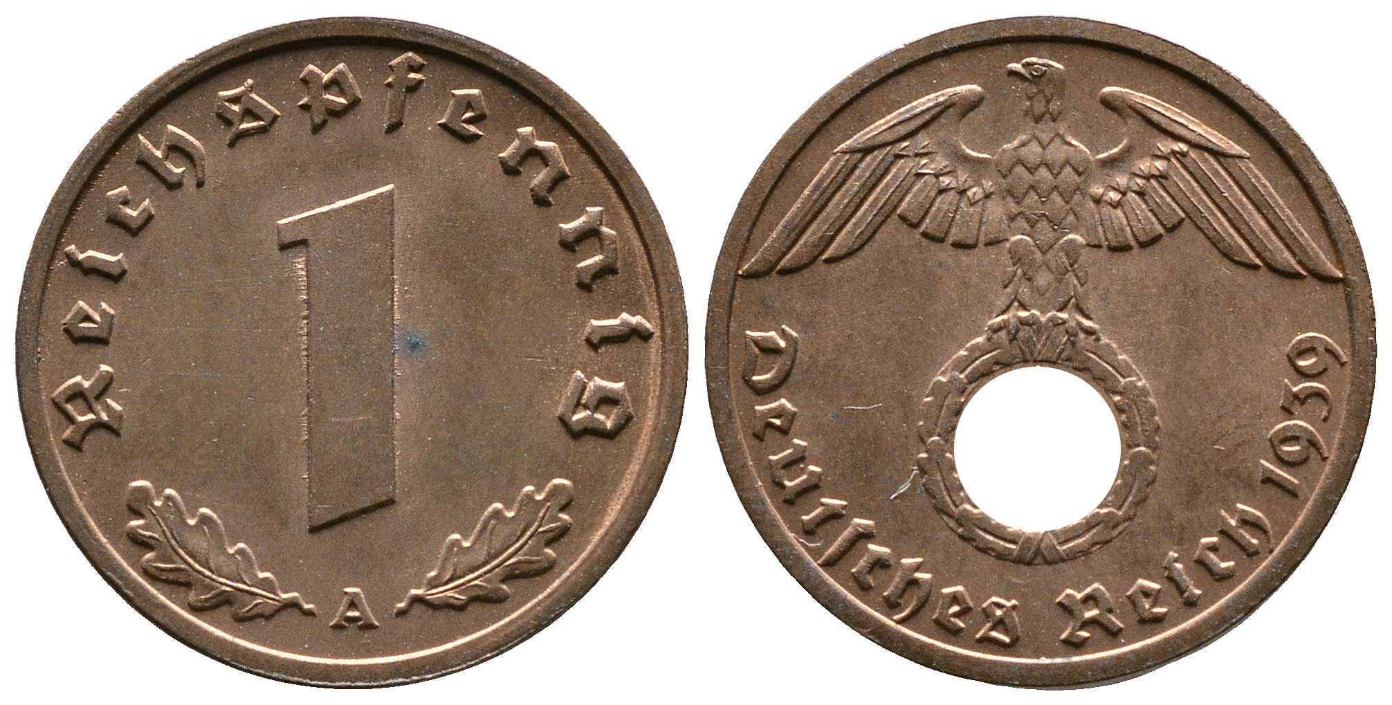 Германия 1 рейхспфенниг 1939 A KM 89, J. 361 бронза    220-364
