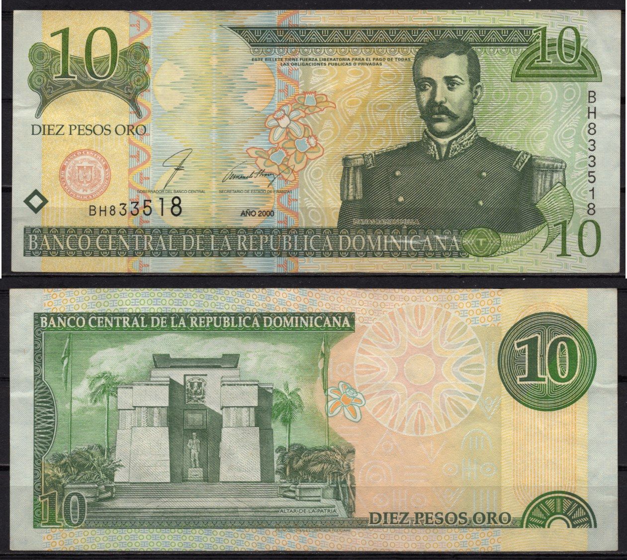 Доминиканская Республика 10 песо 2000 Pick 132 бумага 6278-32-1-2