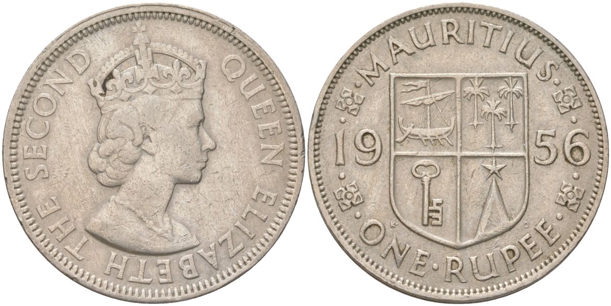 Маврикий 1 рупия 1956 KM 35 медно-никель 4367-626