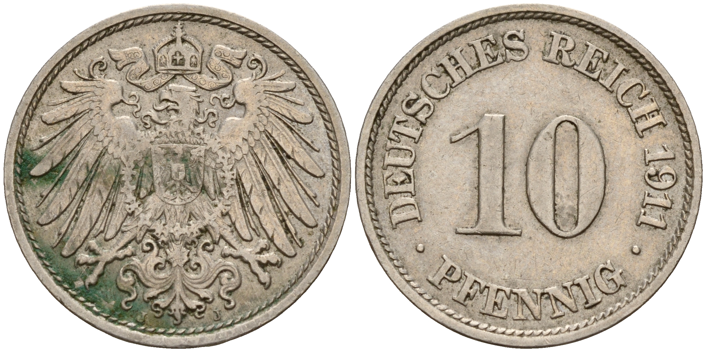 Германия 10 пфеннигов 1911 J J. 13,  KM 12 медно-никель    4603-732