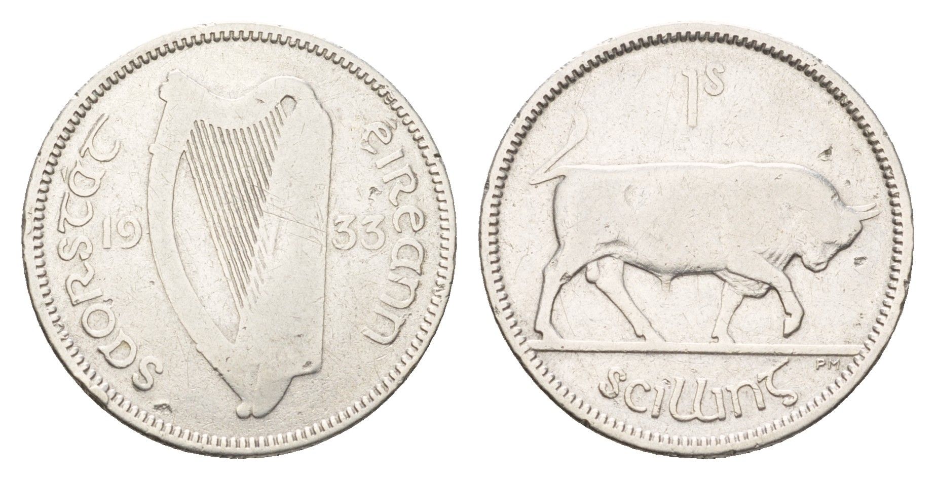 Ирландия 1 шиллинг 1933 бык KM 6 серебро 1517-1245