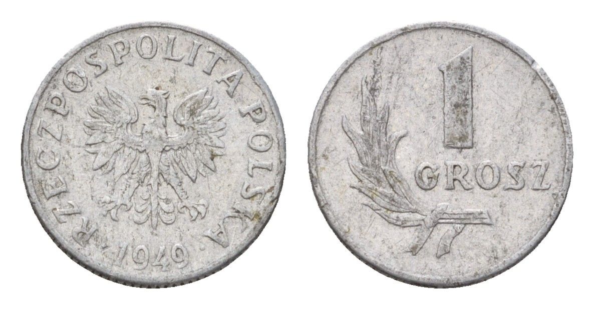 Польша 1 грош 1949 Y 39 алюминий 187-328