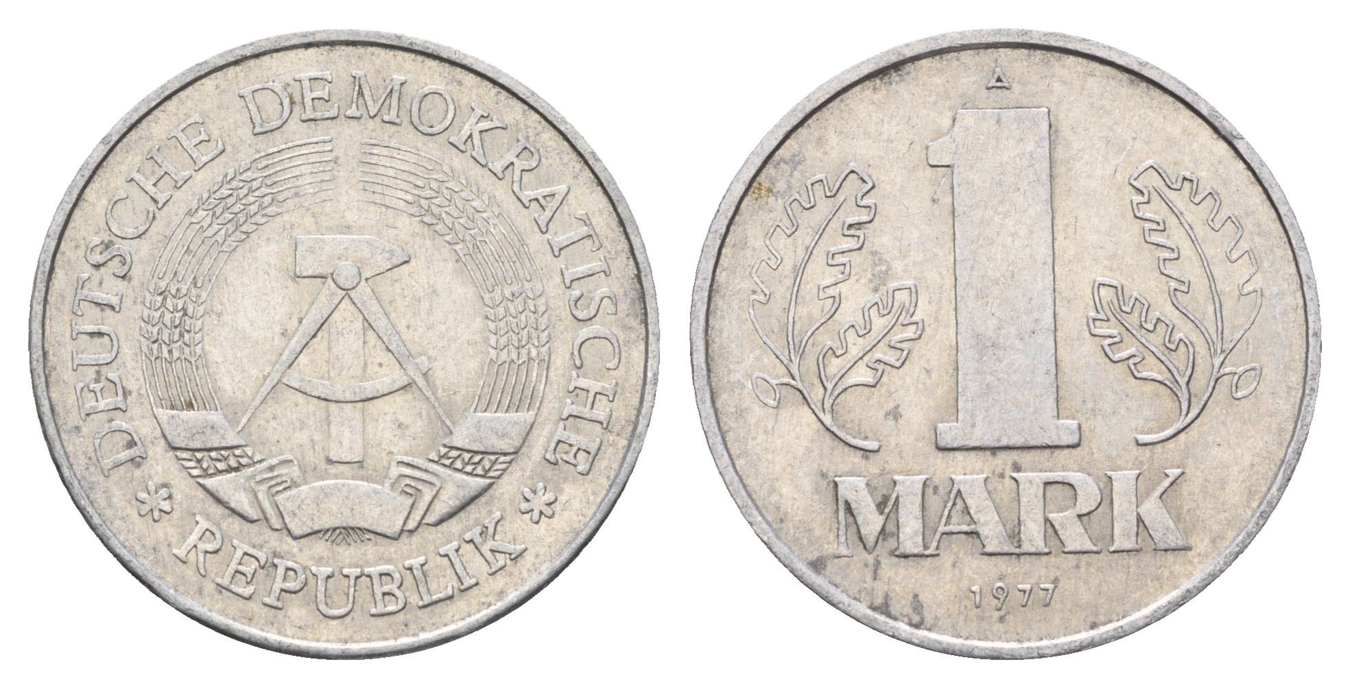 ГДР 1 марка 1977 KM 35.2 алюминий 4675-515