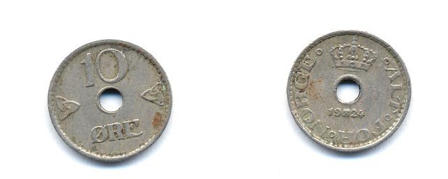 НОРВЕГИЯ 10 ЭРЕ 1924 KM 383 медно-никель 4379-323