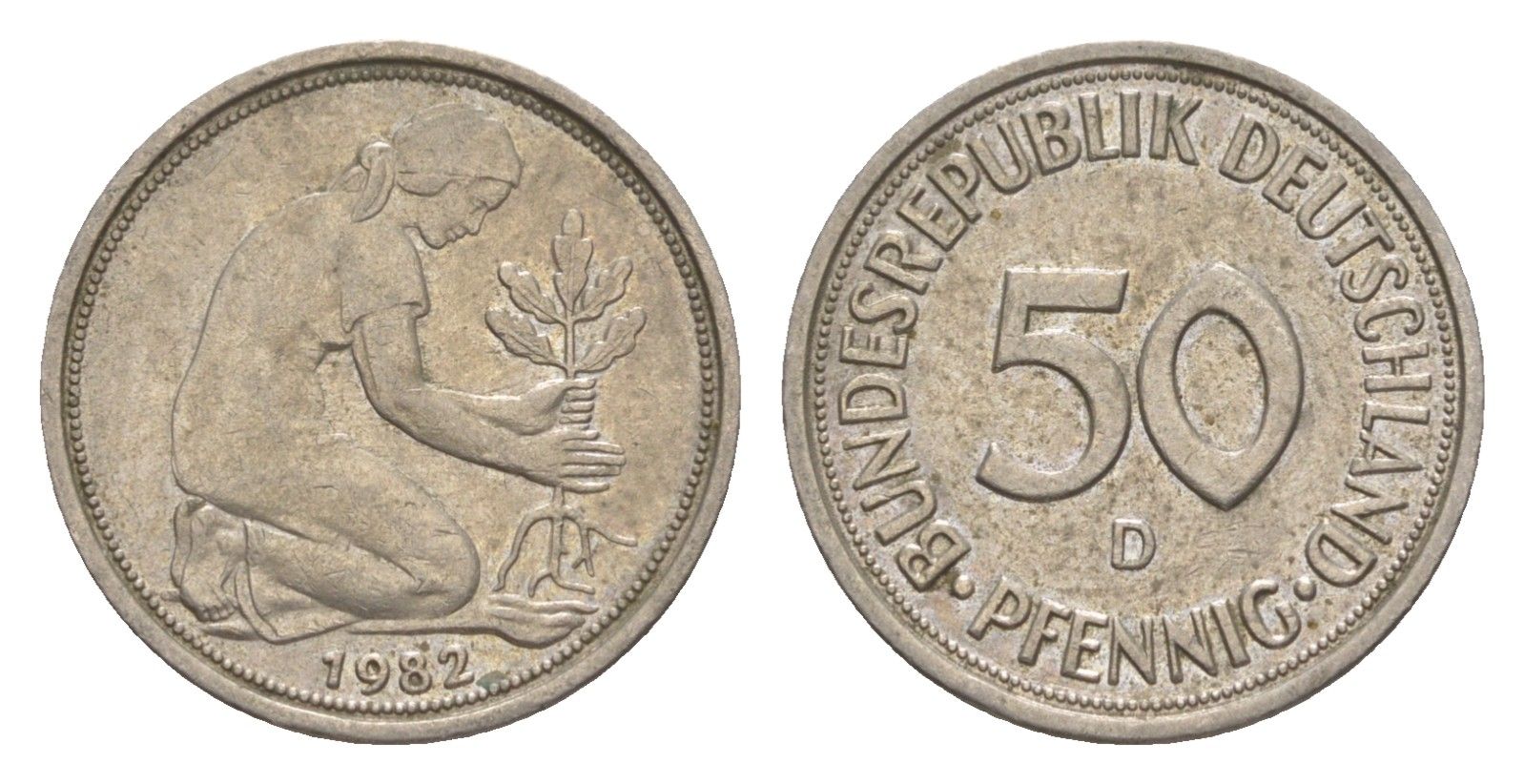 ФРГ 50 пфеннигов 1982 D KM 109.2, J. 384a медно-никель 4632-552
