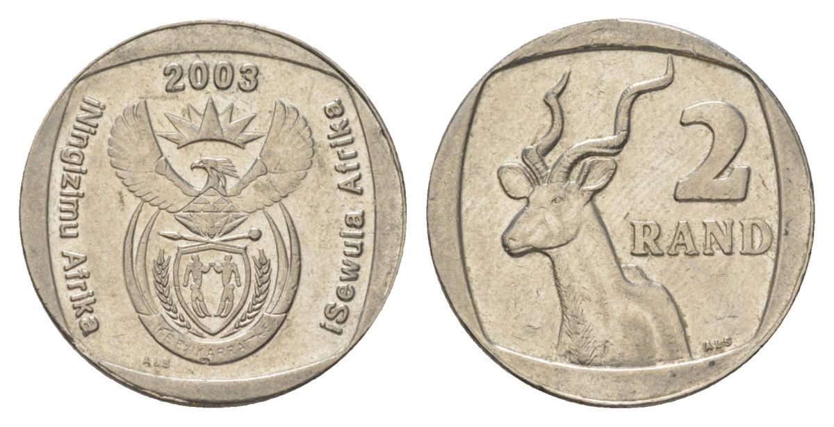 ЮАР 2 ранда 2003 KM 335 медь плакированная никелем UNC 4626-1251