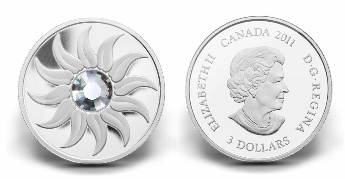 Канада 3 доллара 2011 на день рождения, апрель, камень месяца диамант KM NEW серебро PROOF 4-3-4-29