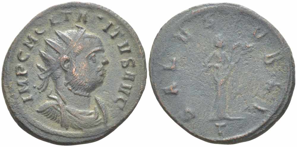 Римская Империя аврелианиан 276 Тацит SALVS PVBLI Тицин Good Very fine / Very fine RIC 160 бронза 1073-16-105