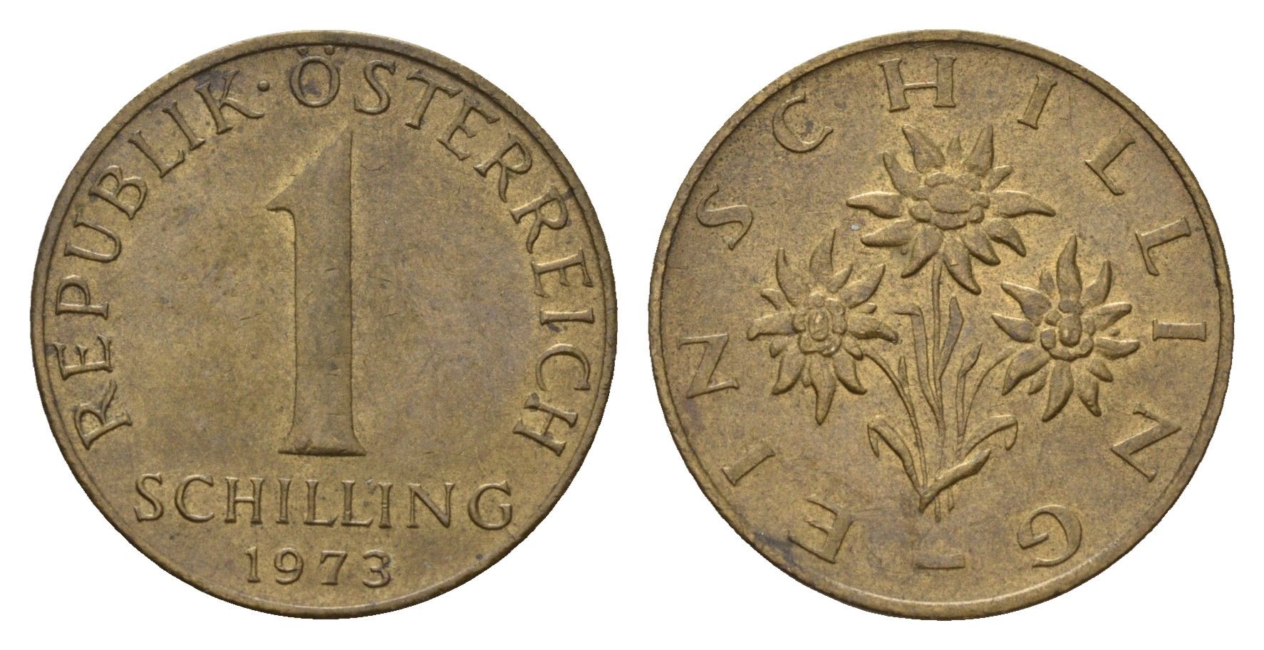 Австрия 1 шиллинг 1973 KM 2886 алюминиевая бронза 4671-631