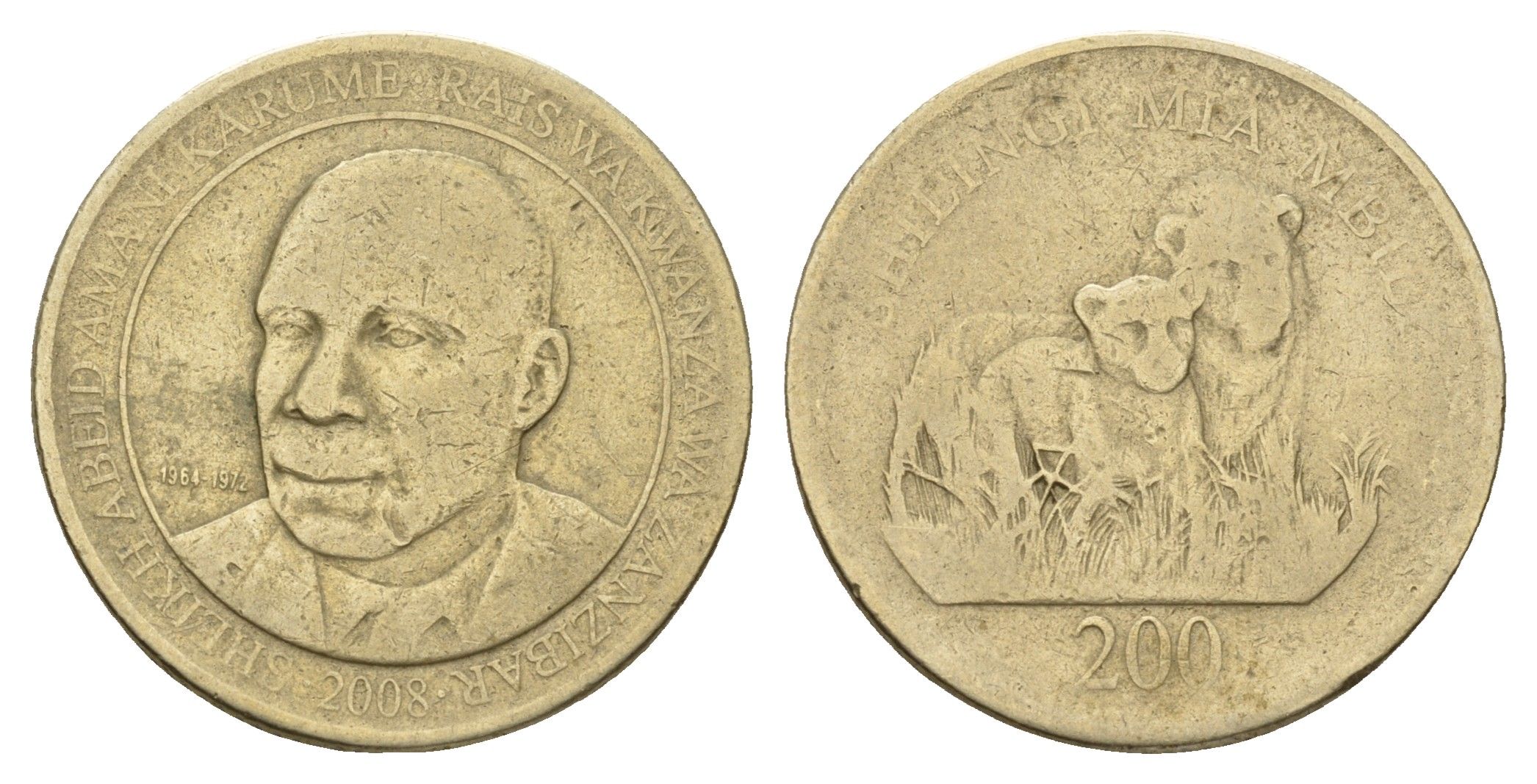 Танзания 200 шиллингов 2008 KM 34 медь цинк никель 56-1214