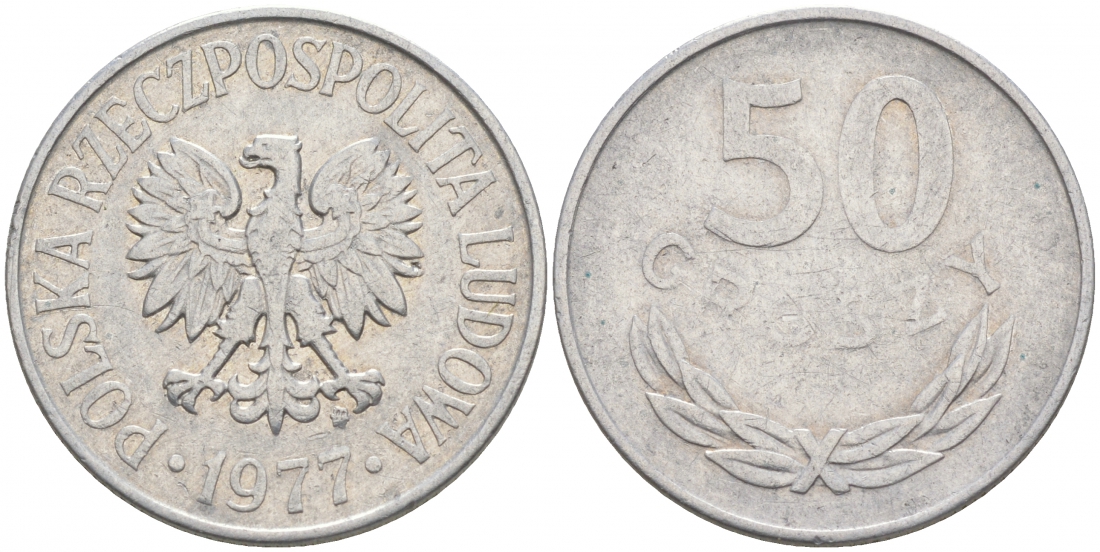 ПОЛЬША 50 ГРОШЕЙ 1977 MW KM 48.1 алюминий 68-654