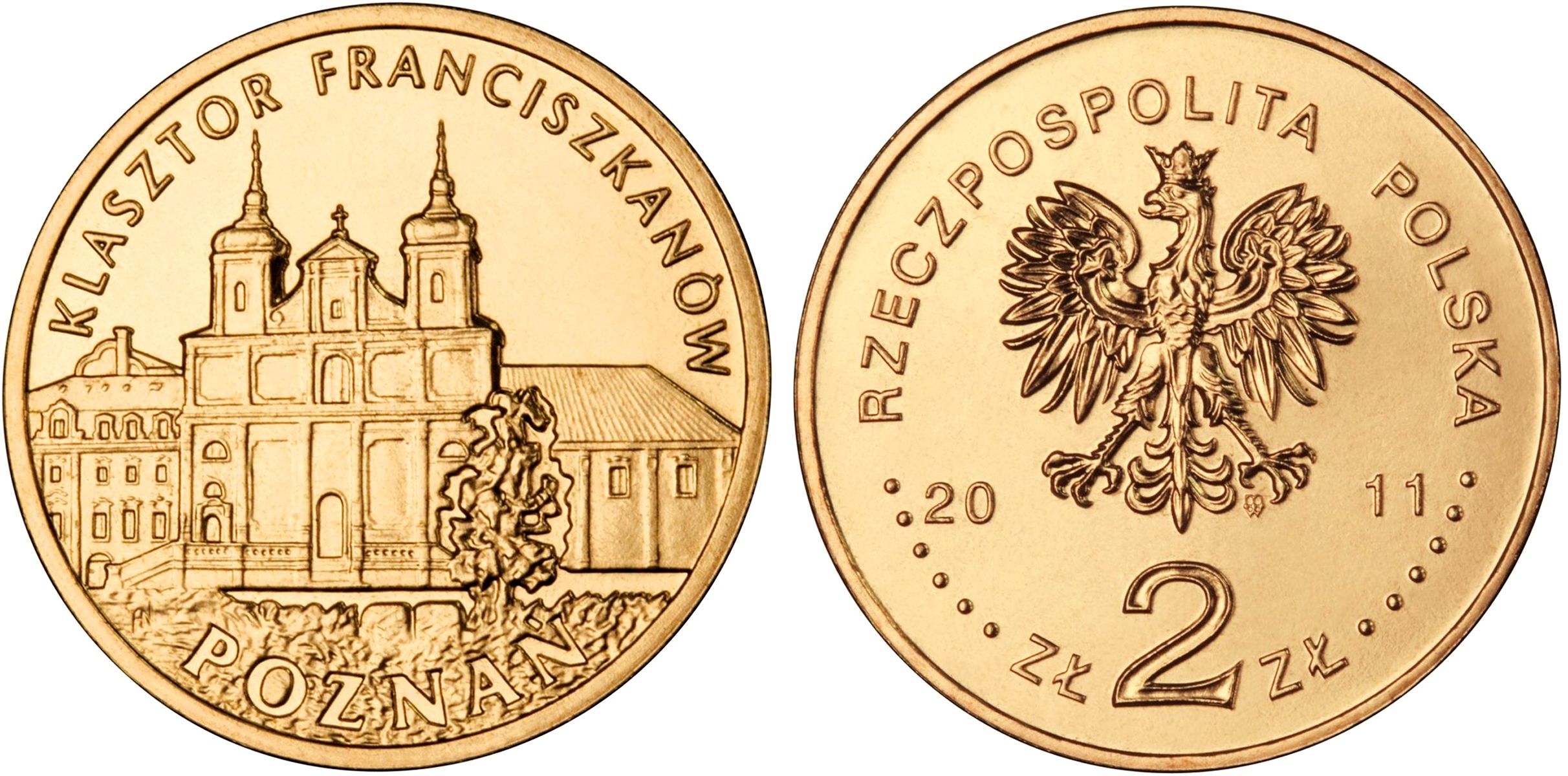 Польша 2 злотых 2011 MW, серия польские города, Познань (Poznan) KM 794 нордик UNC 4676-842