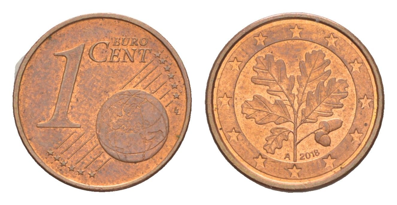 Германия 1 евроцент 2018 A KM 207 сталь плакированная медью 4649-1229