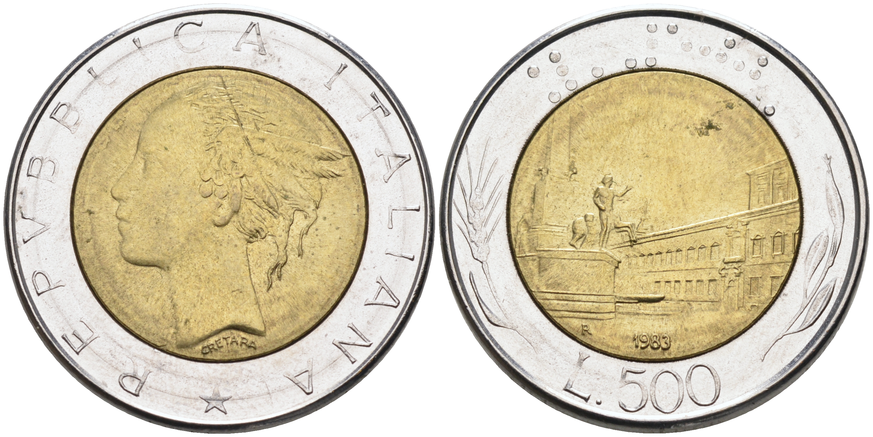 ИТАЛИЯ 500 ЛИР 1983 R KM 111 биметалл 4589-647