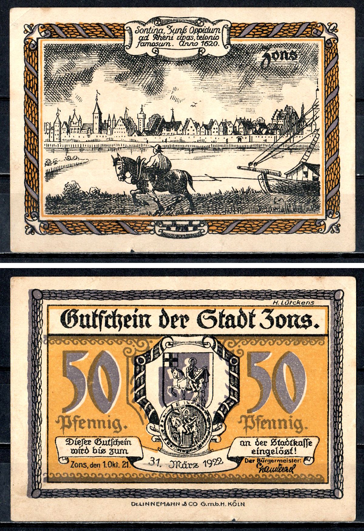 Зонс (Пруссия, Рейн) 50 пфеннигов 1921 2193-40-1-1