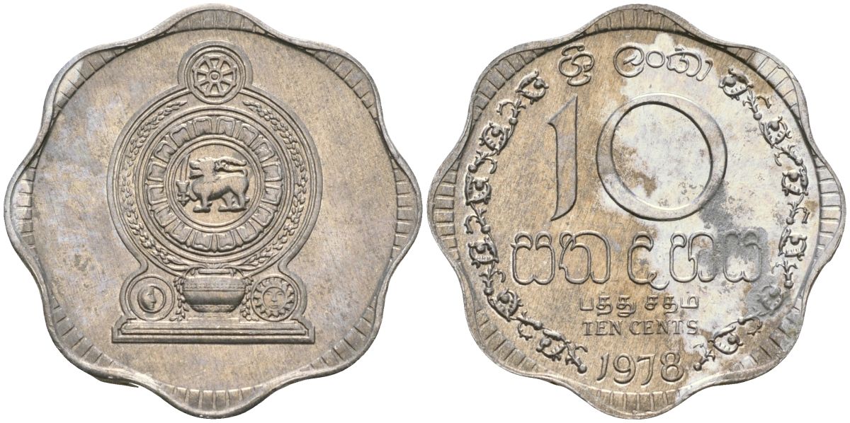 Шри-Ланка 10 центов 1978 KM 140a алюминий 4135-1224