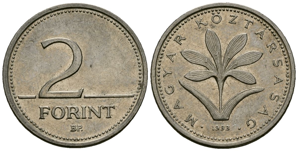 Венгрия 2 форинта 1992 KM 693 медно-никель 4136-113