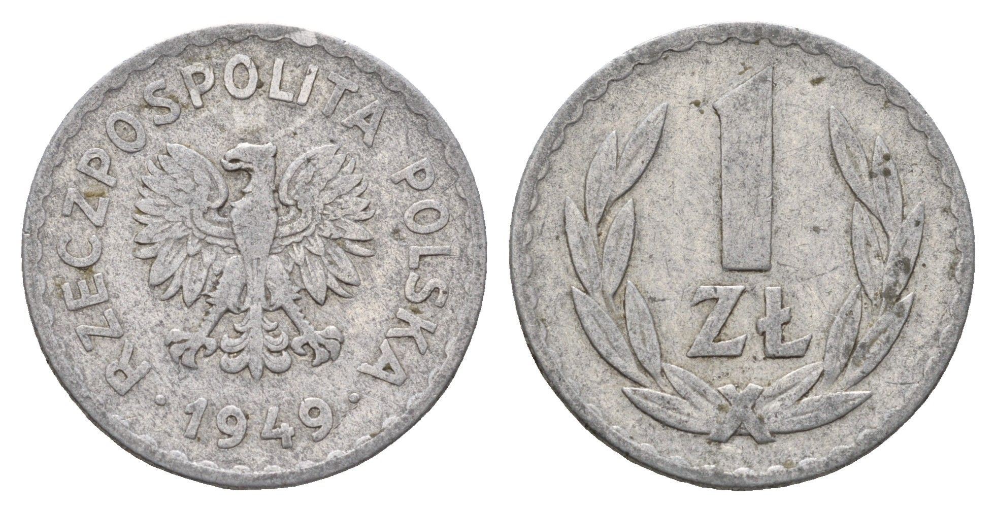 Польша 1 злотый 1949 Y 45a алюминий 4637-1043
