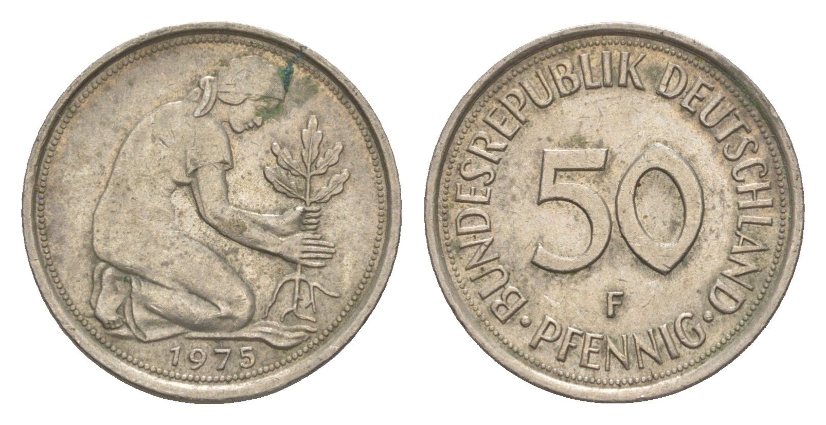 ФРГ 50 пфеннигов 1975 F KM 109, J. 384 медно-никель 4613-1233