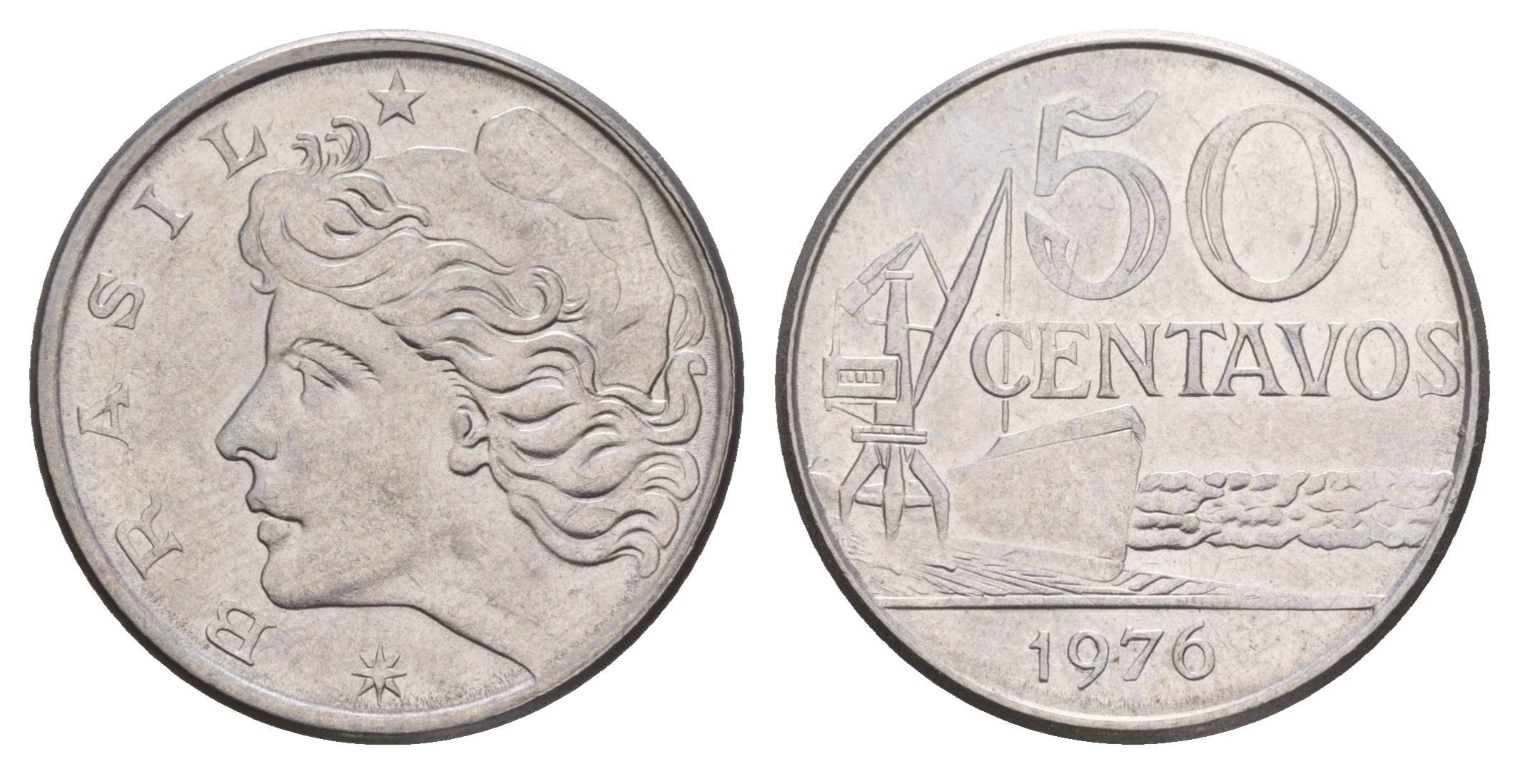 Бразилия 50 сентаво 1976 KM 580b нержавеющая сталь UNC 4656-1245