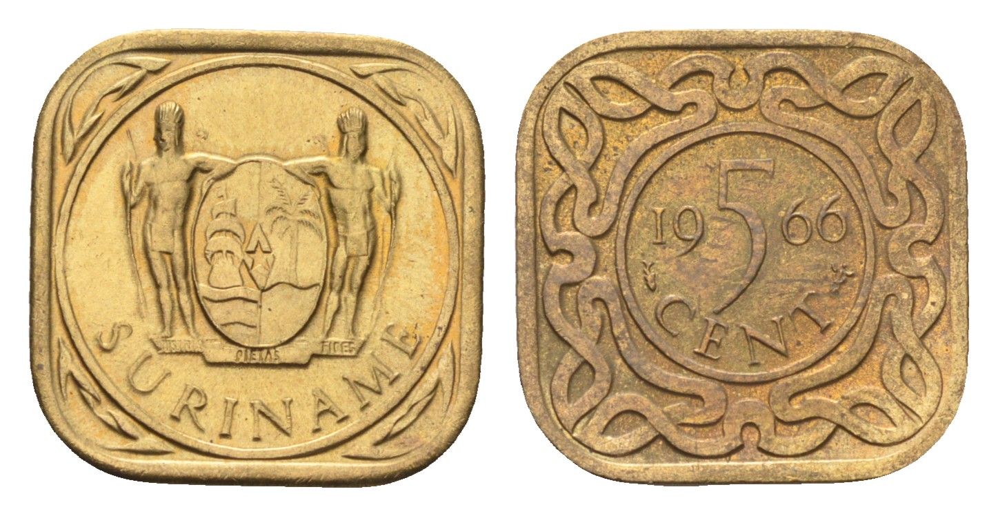 Суринам 5 центов 1966 KM 12.1 латунь UNC 4659-914