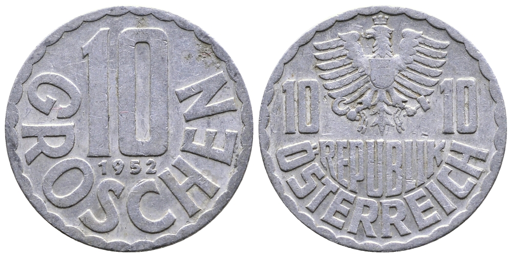 Австрия 10 грошей 1952 KM 2878 алюминий 26-1449