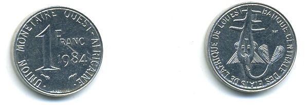 ВАЛЮТНЫЙ СОЮЗ ЦЕНТРАЛЬНОЙ АФРИКИ 1 ФРАНК 1984 4-937