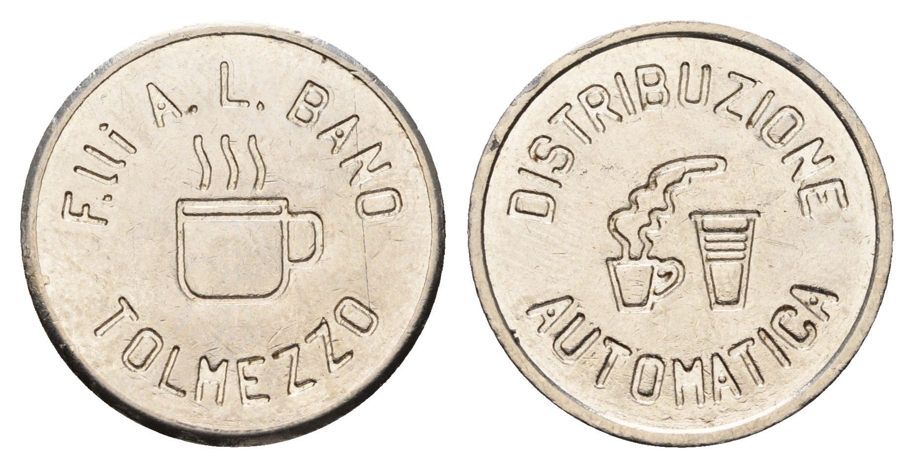 Италия жетон для выдачи напитков - кофе диаметр 24 мм, вес 5,8 гр нержавеющая сталь 4670-955