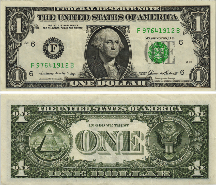 США 1 ДОЛЛАР 1985 БЛОК 6, БУКВА F, ГОРОД АТЛАНТА, ШТАТ ДЖОРДЖИЯ, ДЖОРДЖ ВАШИНГТОН Pick 474 бумага 8605-13-2-2