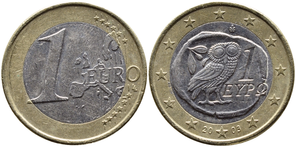 Греция 1 евро 2003 KM 187 биметалл 4390-1212