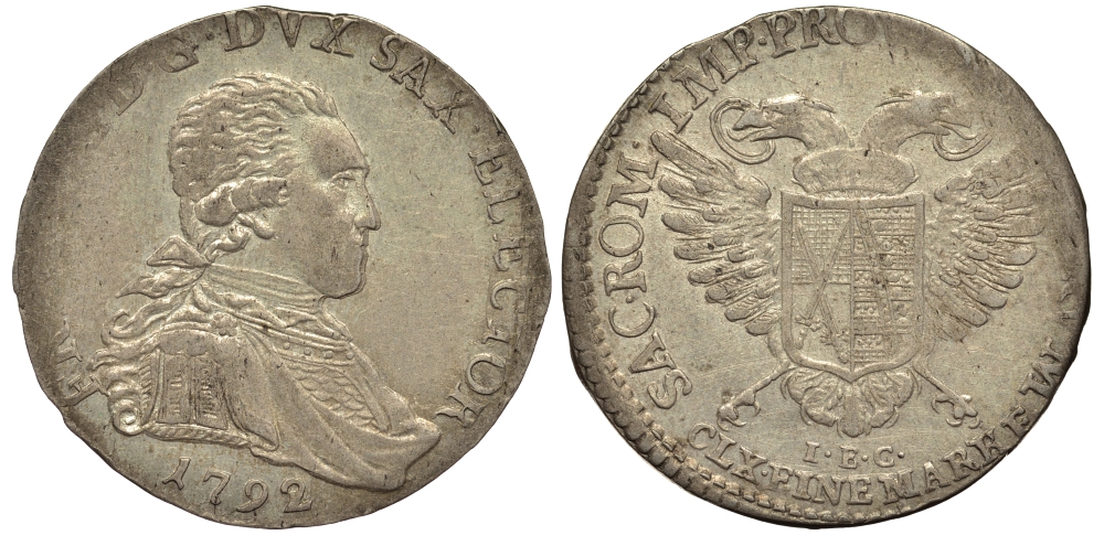 Саксония 1/12 талера (2 грошена) 1792 Фридрих Август III (1763-1806), из коллекции Gerhart Rother KM 1031, Merseb. 2017 серебро aUNC 413-6335