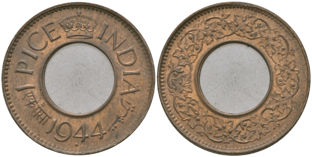 Британская Индия 1 пайс 1944 Георг VI (1936-1952) KM 533 бронза 33-1021