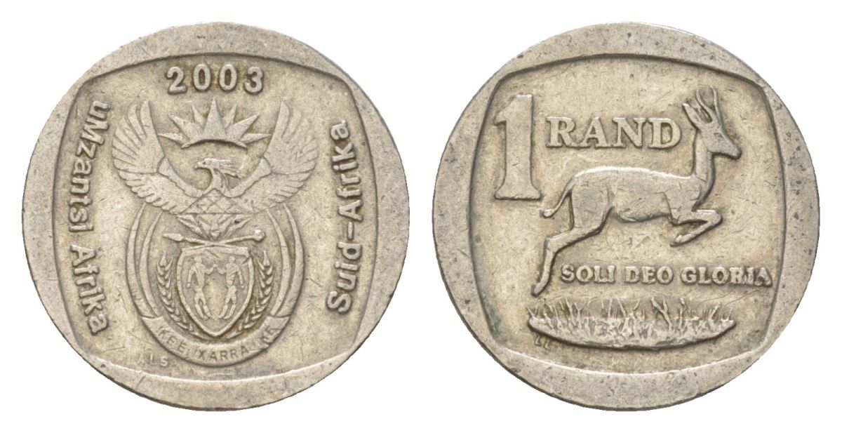 ЮАР 1 ранд 2003 KM 332 медь плакированная никелем 4627-367