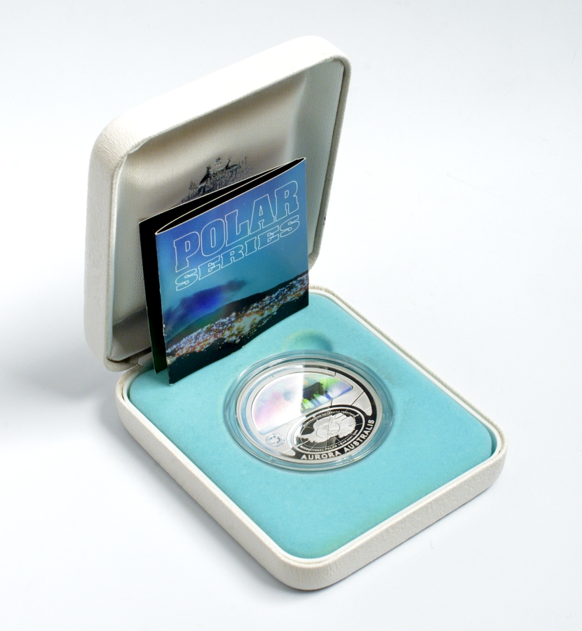 Австралия 5 долларов 2009 Международный полярный год 2007-2008, австралийское северное сияние, голограмма KM 1081 серебро PROOF 4-3-3-07