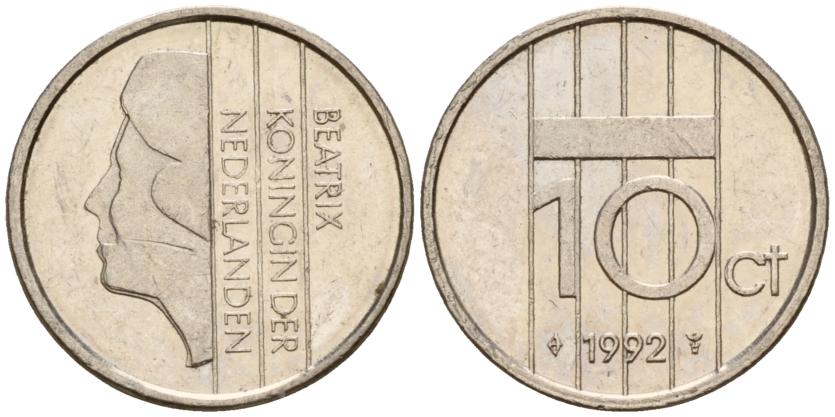 Нидерланды 10 центов 1992 Беатрикс (1980-2013) KM 203 никель    4598-369