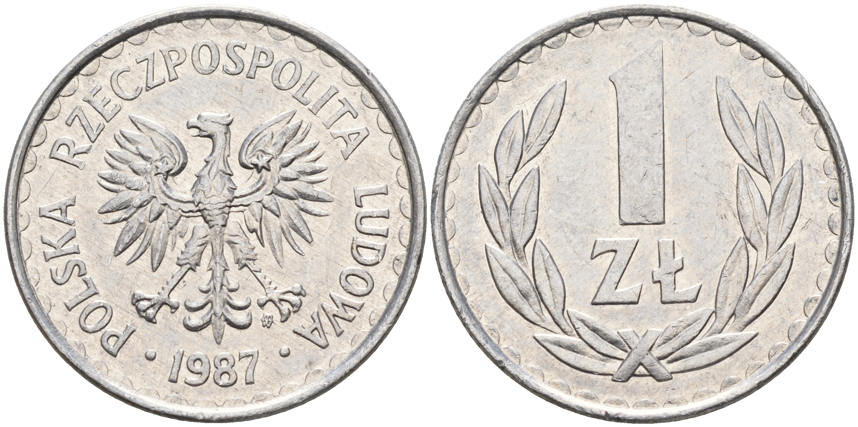 Польша 1 злотый 1987 MW KM 49.2 алюминий    4159-1256