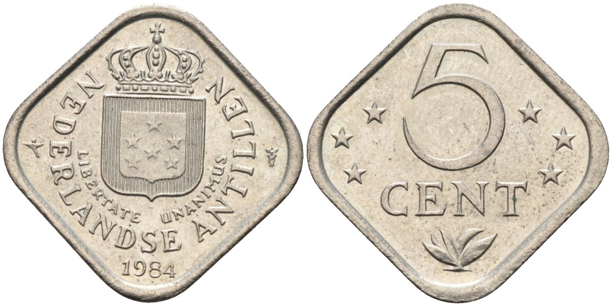 Нидерландские Антилы 5 центов 1984 Беатрикс (1980-2013) KM 13 медно-никель 4586-744