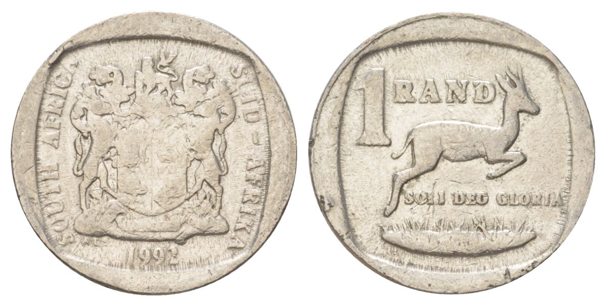 ЮАР 1 ранд 1992 KM 138 медь плакированная никелем 4627-251